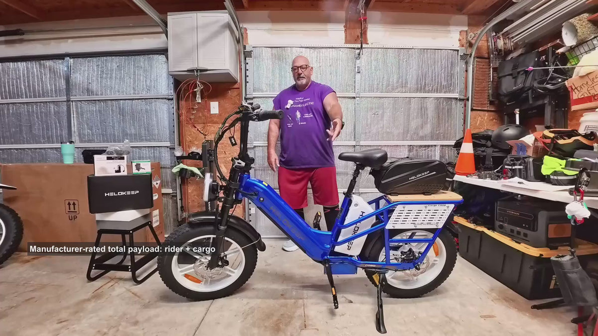 Load video: HELOKEEP...New Model Ebike...CD20. A Dual Battery 550lb Hauler! Live Electric Bike Life!